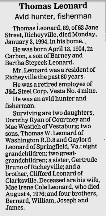 Thomas Leonard obit